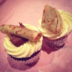 Pancake-Cupcakes: chocolate with Nutella and a Vanilla with lemon - on sale in Lily's at Eden.